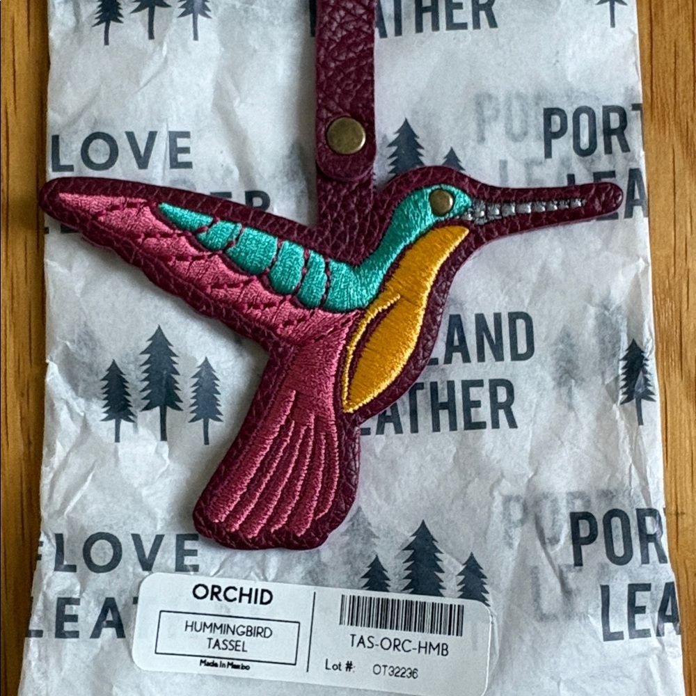PORTLAND LEATHER Hummingbird Tassel Bag Charm